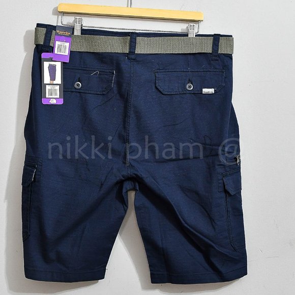 New with tags Wear First Men's Belted Cargo Shorts in NAVY - Picture 8 of 9